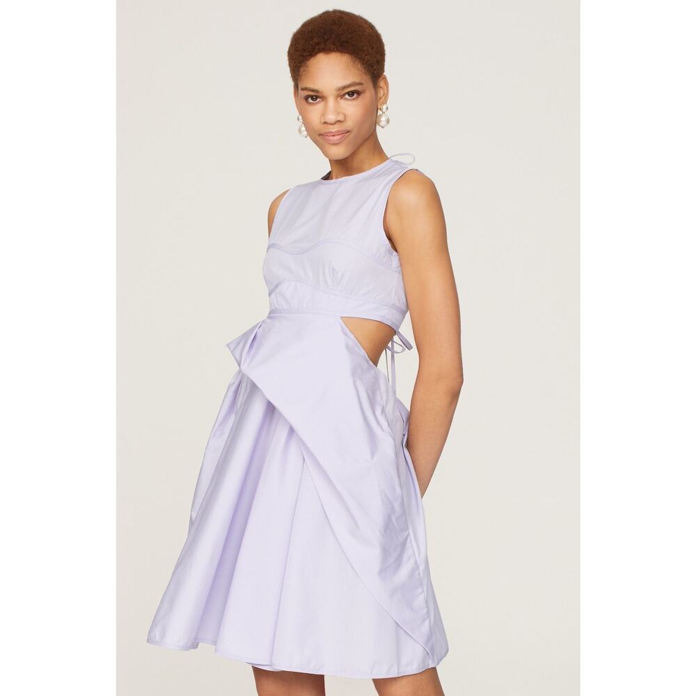 CECILIE BAHNSEN Lilac Purple 100% Cotton Open Back Tie Back Seero Dress Size S